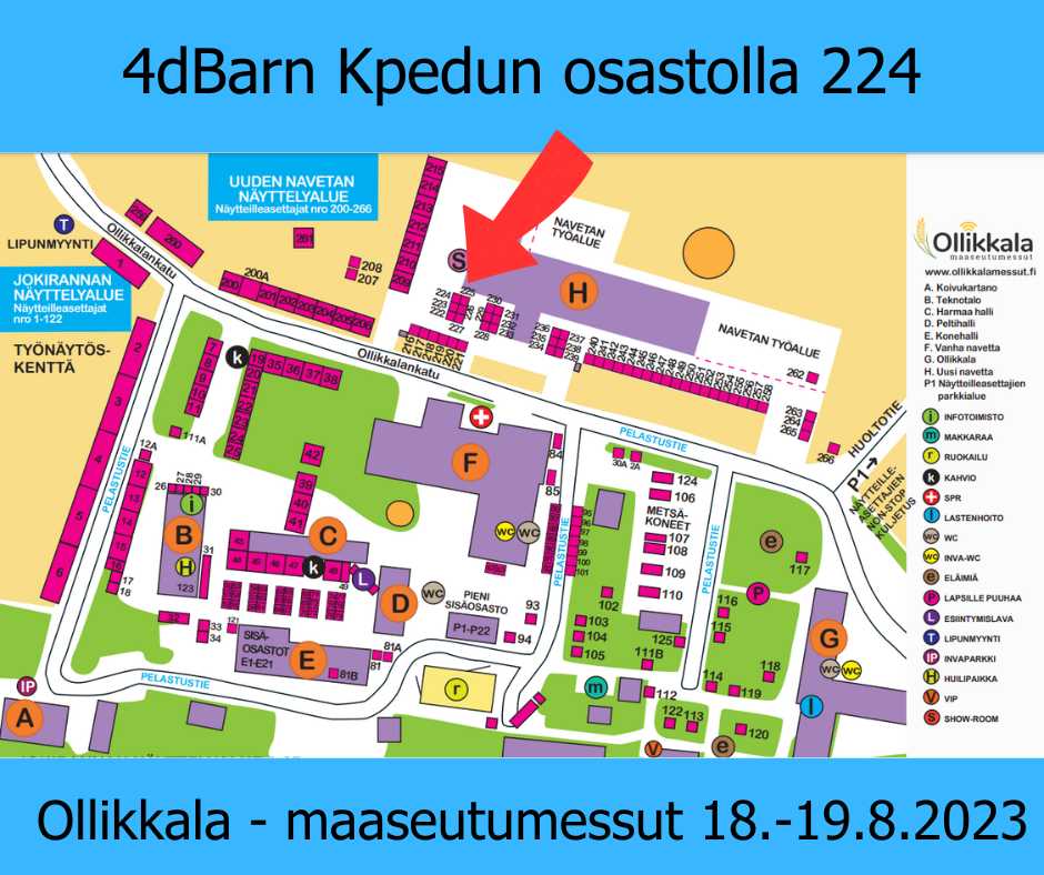 Nähdään Ollikkala-messuilla opetusnavetalla os. 224! Kannus 18.-19.8.2023