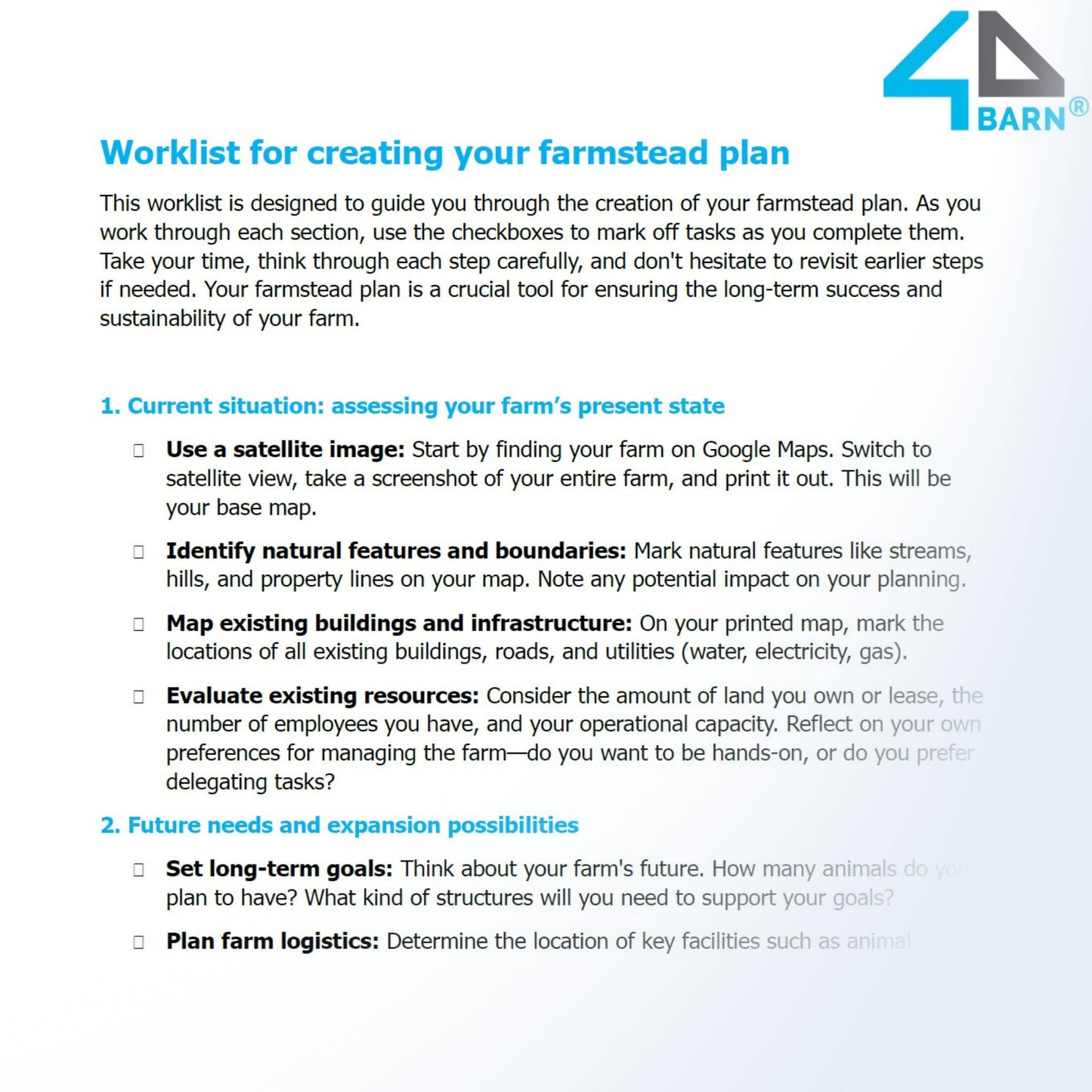 Farmstead planning